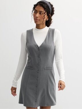 Live To Be Spoiled Grey Pinstripe Sleeveless Blazer Dress